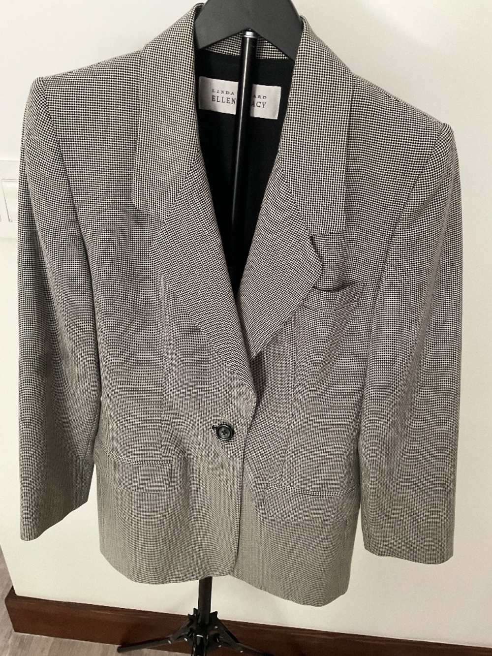 Vintage Ellen Tracey Blazer Size 6 Black/White Houndstooth